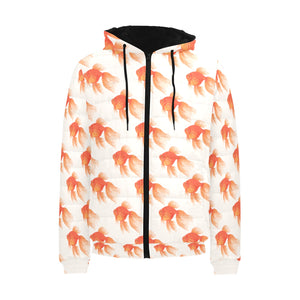 Goldfish Pattern Print Design 05 Men's Padded Hooded Jacket(ModelH42)