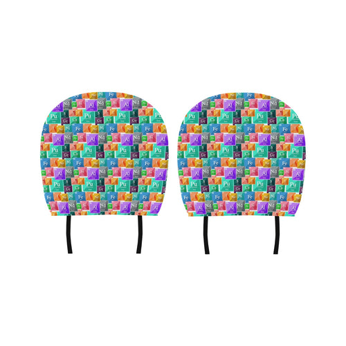 Chemistry Periodic Table Pattern Print Design 05 Car Headrest Cover