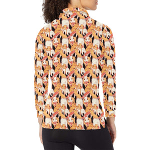 Squirrel Pattern Print Design 04 Women's Long Sleeve Polo Shirt