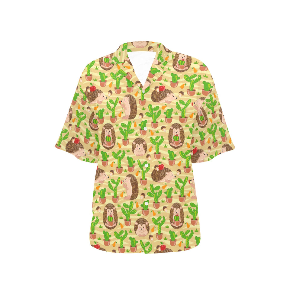 Hedgehog Pattern Print Design 02 Women's All Over Print Hawaiian Shirt