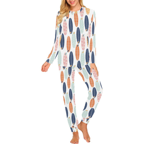 Surfboard Pattern Print Design 04 Women's All Over Print Pajama Set