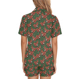 Squirrel Pattern Print Design 03 Women's V-Neck Short Pajama Set