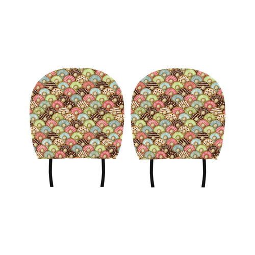 Donut Pattern Background Car Headrest Cover