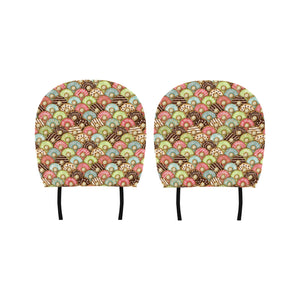 Donut Pattern Background Car Headrest Cover