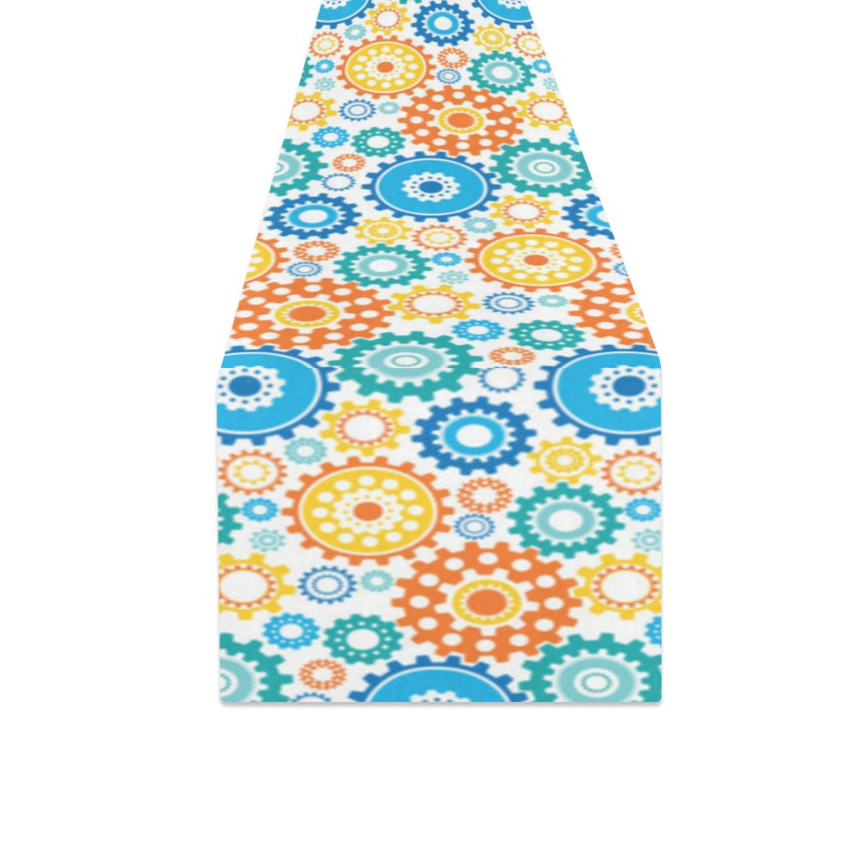 Gear Pattern Print Design 04 Table Runner