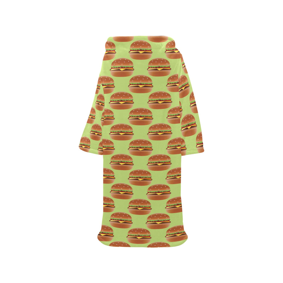 Hamburger Pattern Print Design 02 Blanket Robe with Sleeves