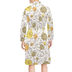 Potato Chips Pattern Print Design 02 Men's Long Sleeve Belted Night Robe