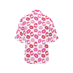 Lips Pattern Print Design 05 Women's All Over Print Hawaiian Shirt