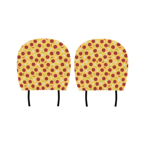 Pizza Salami Mushroom Texture Pattern Car Headrest Cover