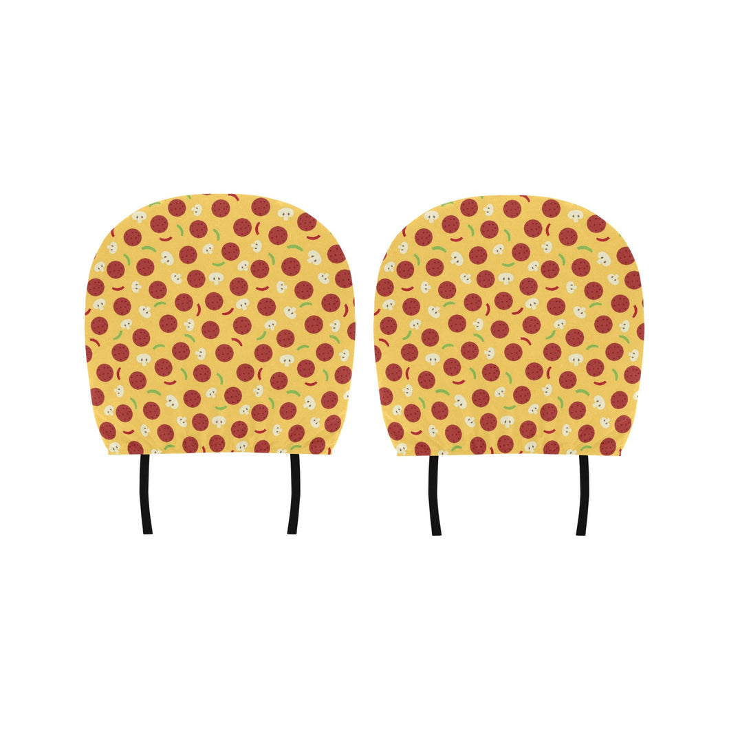 Pizza Salami Mushroom Texture Pattern Car Headrest Cover