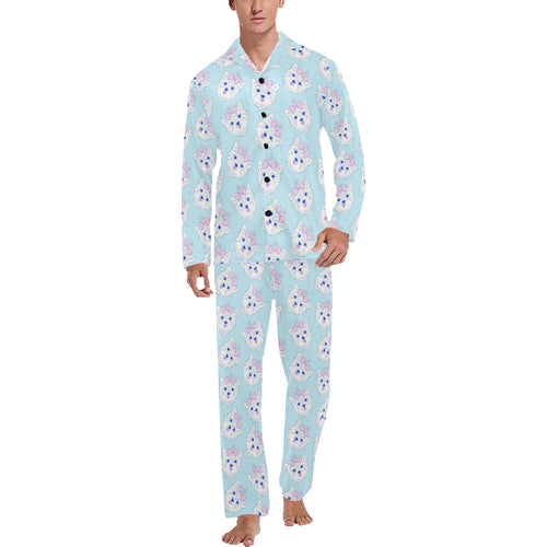 Yorkshire Terrier Pattern Print Design 01 Men's Long Pajama Set