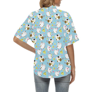 Guinea Pig Pattern Print Design 03 Women's All Over Print Hawaiian Shirt