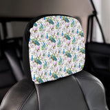 Peacock Pink Flower Pattern Car Headrest Cover