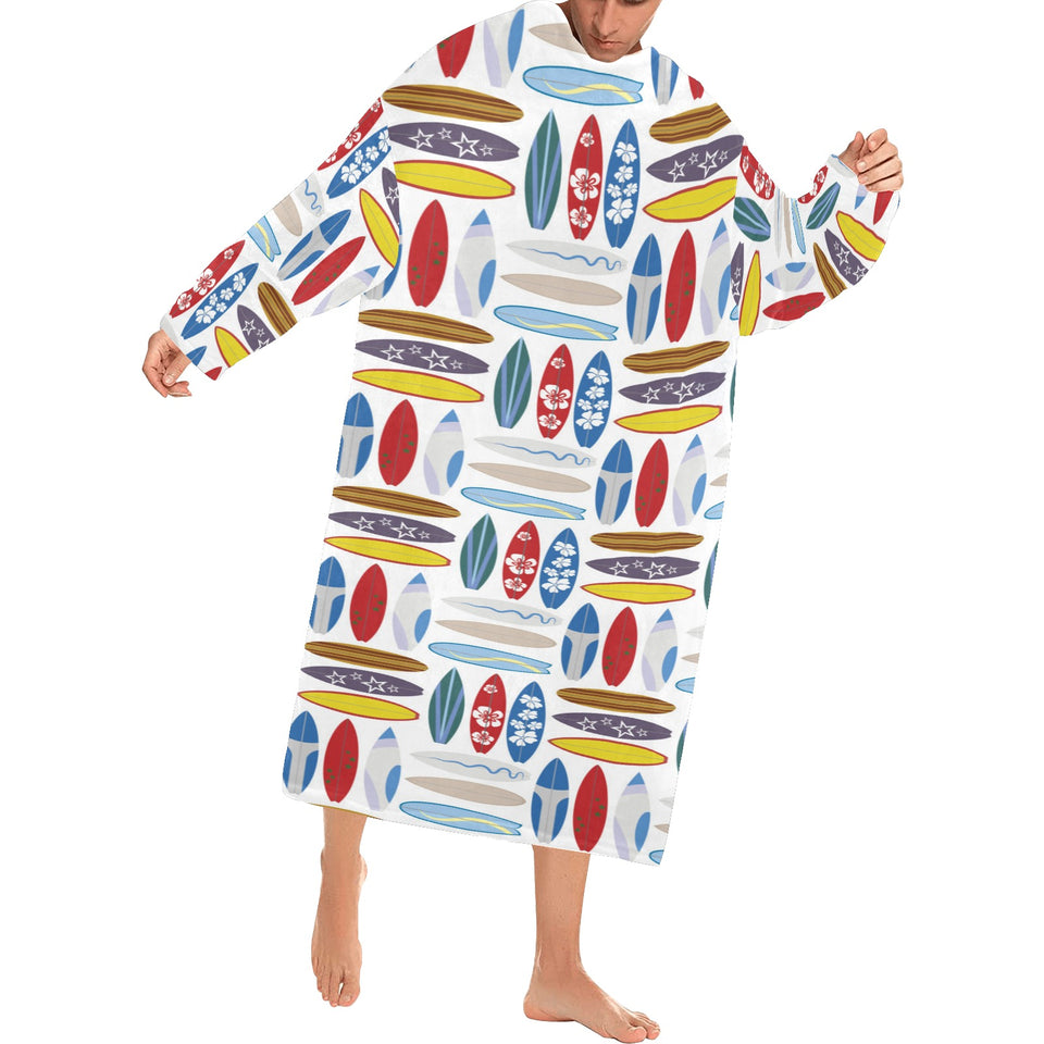 Surfboard Pattern Print Design 02 Blanket Robe with Sleeves