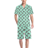 Piano Pattern Print Design 04 Men's V-Neck Short Pajama Set