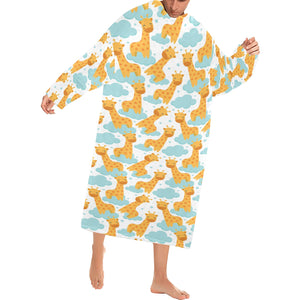 Giraffe Pattern Print Design 05 Blanket Robe with Sleeves