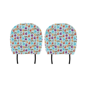 Teddy Bear Pattern Print Design 03 Car Headrest Cover