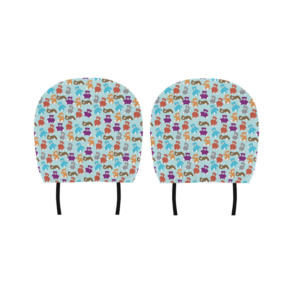 Teddy Bear Pattern Print Design 03 Car Headrest Cover