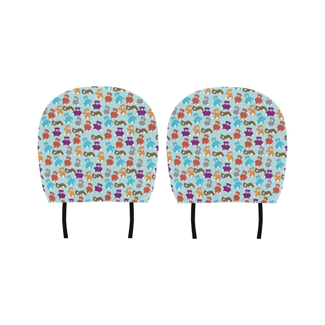 Teddy Bear Pattern Print Design 03 Car Headrest Cover