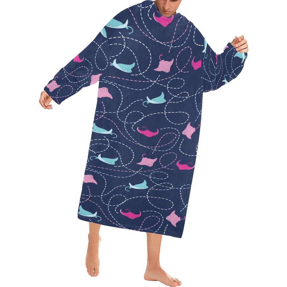 Stingray Pattern Print Design 05 Blanket Robe with Sleeves