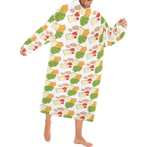 Sandwich Pattern Print Design 02 Blanket Robe with Sleeves