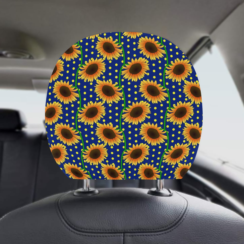 Sunflower Pokka Dot Pattern Car Headrest Cover