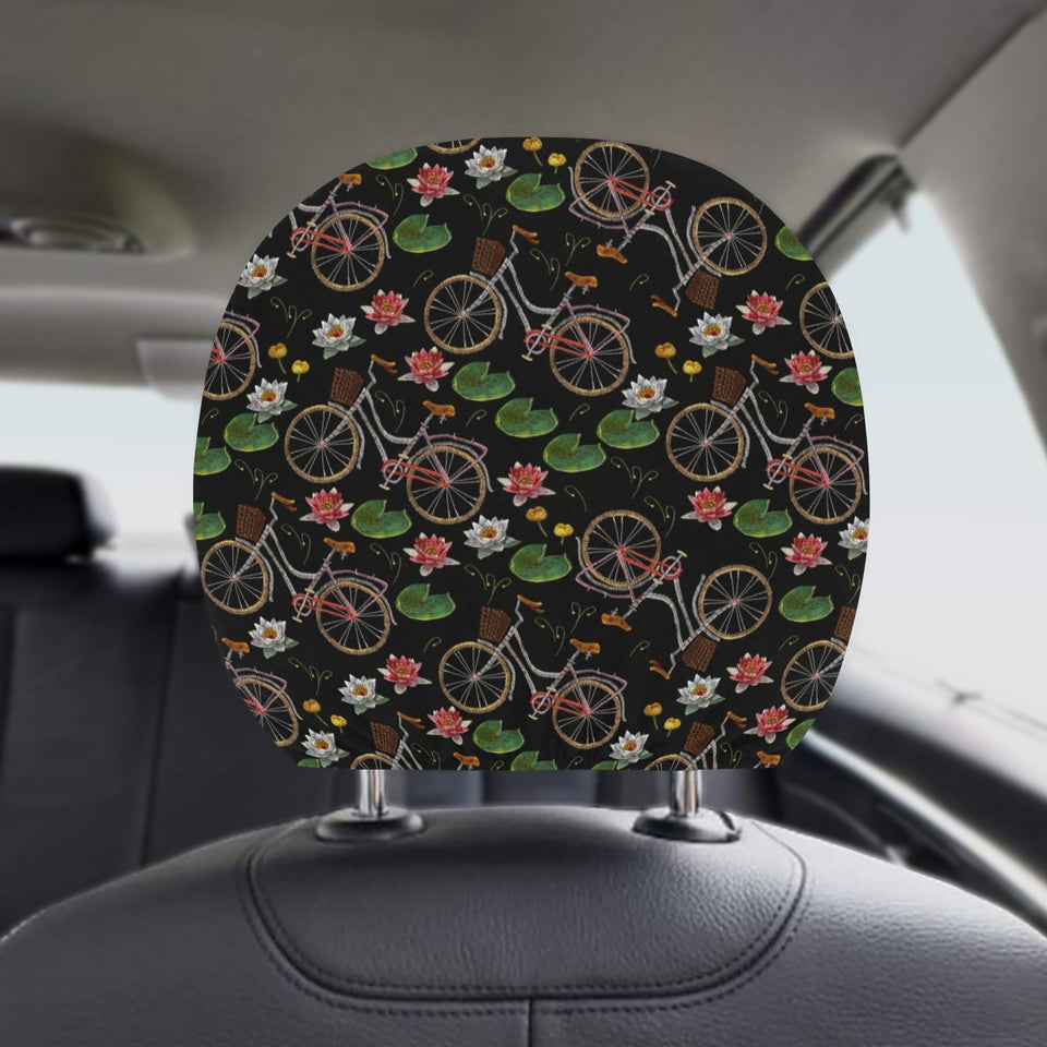 Bicycle Pattern Print Design 03 Car Headrest Cover