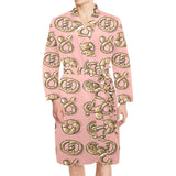 Pretzels Pattern Print Design 04 Men's Long Sleeve Belted Night Robe