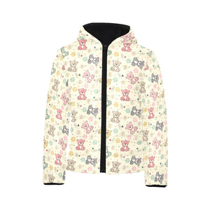 Teddy Bear Pattern Print Design 05 Kids' Boys' Girls' Padded Hooded Jacket