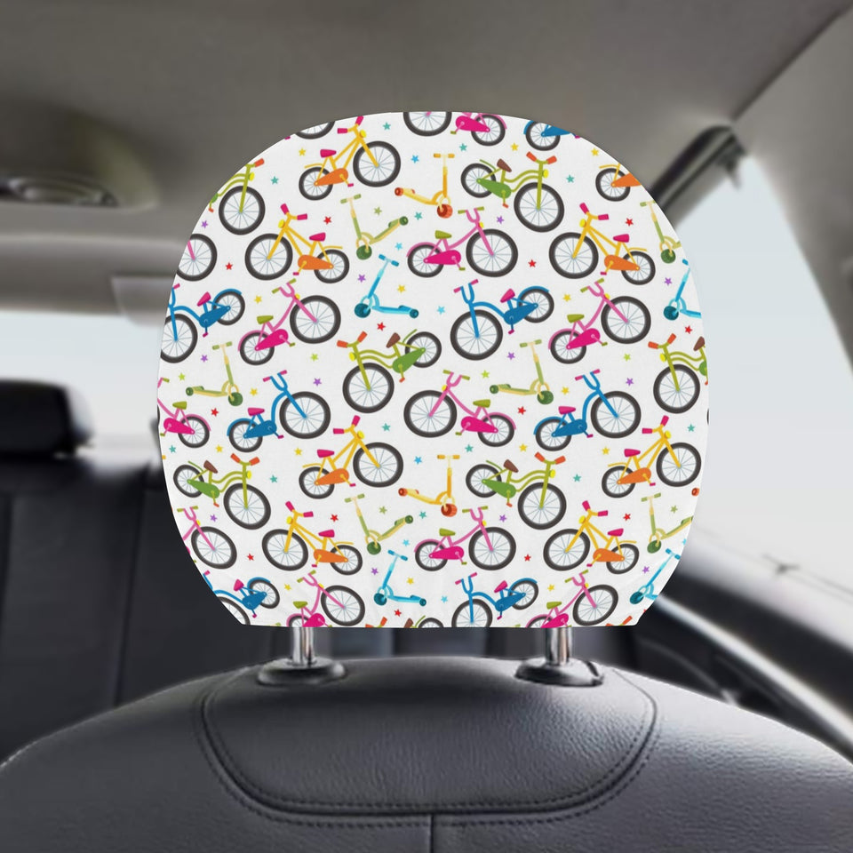 Bicycle Pattern Print Design 02 Car Headrest Cover