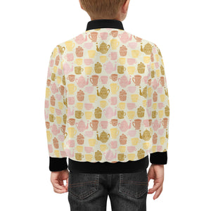 Tea pots Pattern Print Design 02 Kids' Boys' Girls' Bomber Jacket