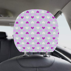 Heart Purple Pokka Dot Pattern Car Headrest Cover