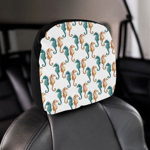 Seahorse Pattern Background Car Headrest Cover