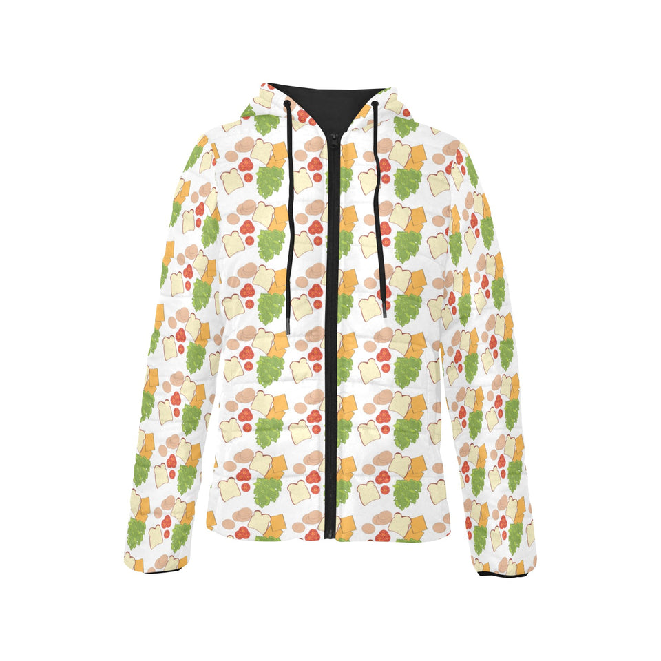 Sandwich Pattern Print Design 02 Women's Padded Hooded Jacket