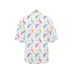 Music Notes Pattern Print Design 02 Women's All Over Print Hawaiian Shirt