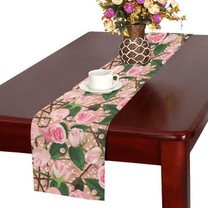 Rose Pattern Print Design 04 Table Runner