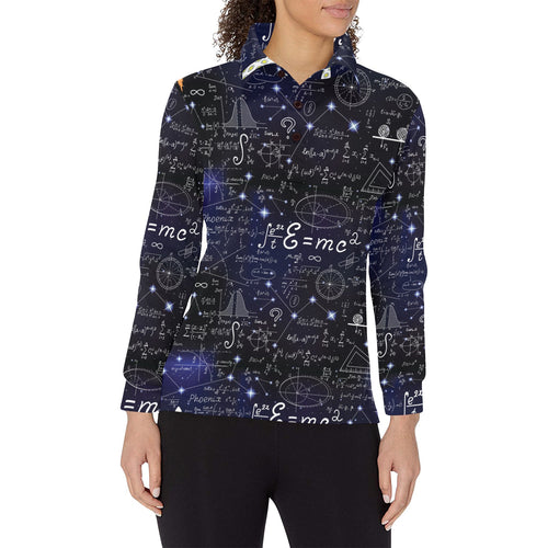 Math Pattern Print Design 02 Women's Long Sleeve Polo Shirt