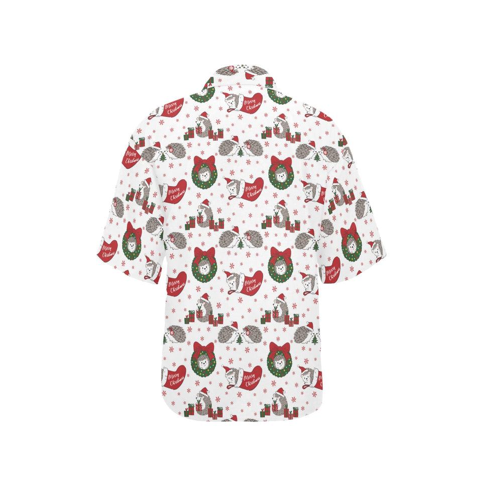 Hedgehog Pattern Print Design 05 Women's All Over Print Hawaiian Shirt