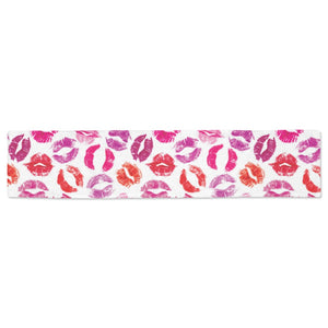 Lips Pattern Print Design 04 Table Runner