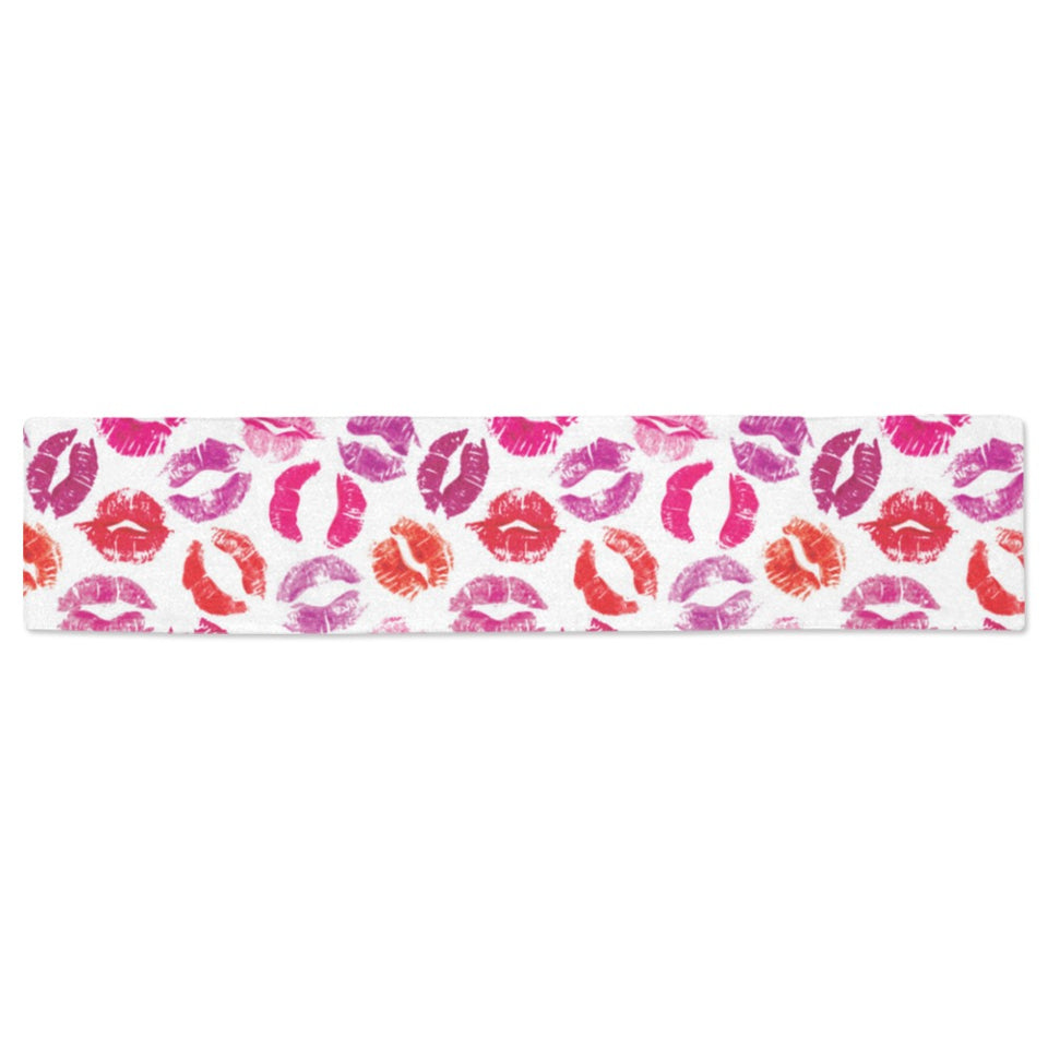 Lips Pattern Print Design 04 Table Runner