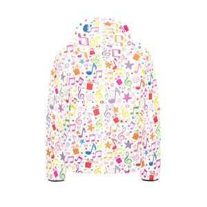 Music Notes Pattern Print Design 04 Kids' Boys' Girls' Padded Hooded Jacket