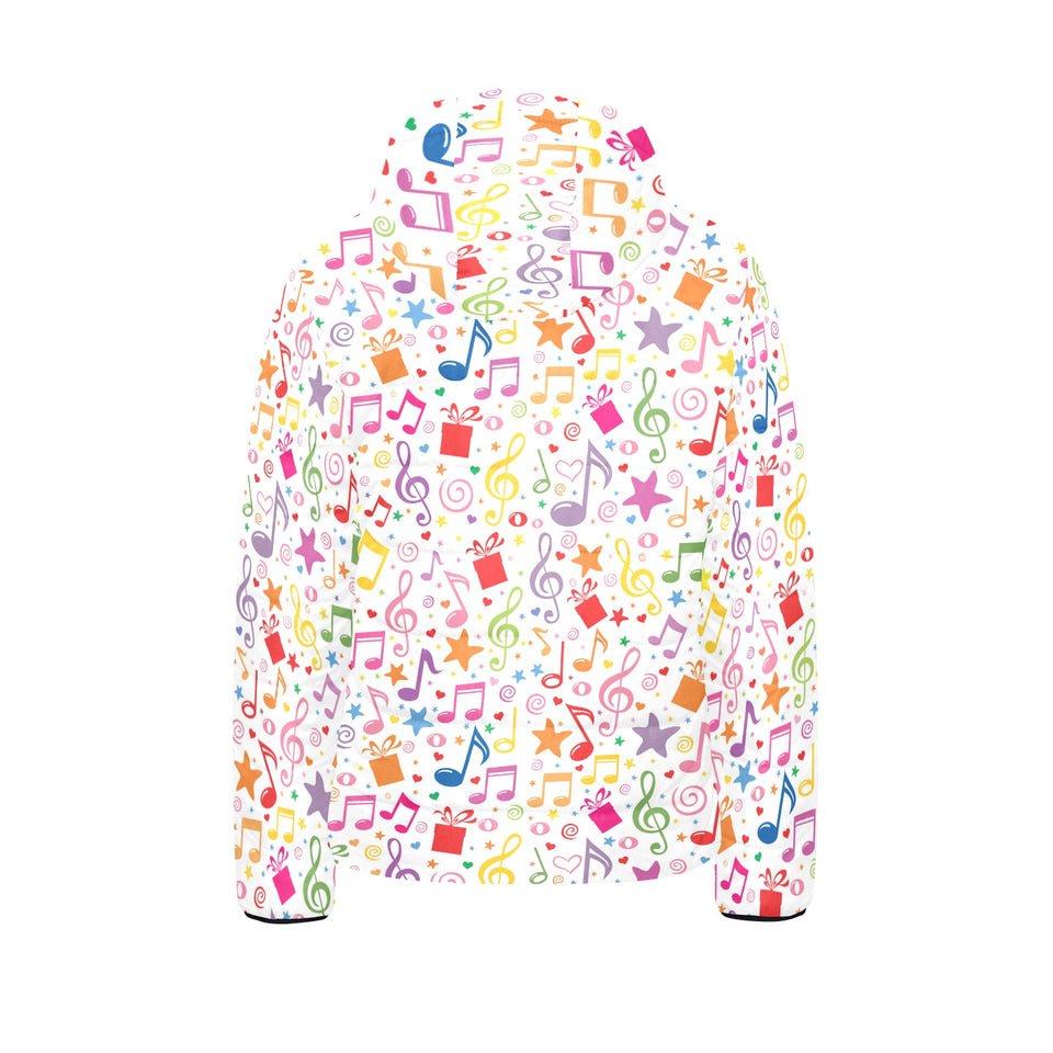 Music Notes Pattern Print Design 04 Kids' Boys' Girls' Padded Hooded Jacket