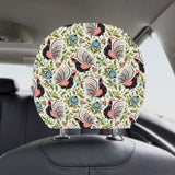 Rooster Chicken Leaves Pattern Car Headrest Cover