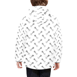 Engine Piston Pattern Print Design 02 Kids' Boys' Girls' Padded Hooded Jacket