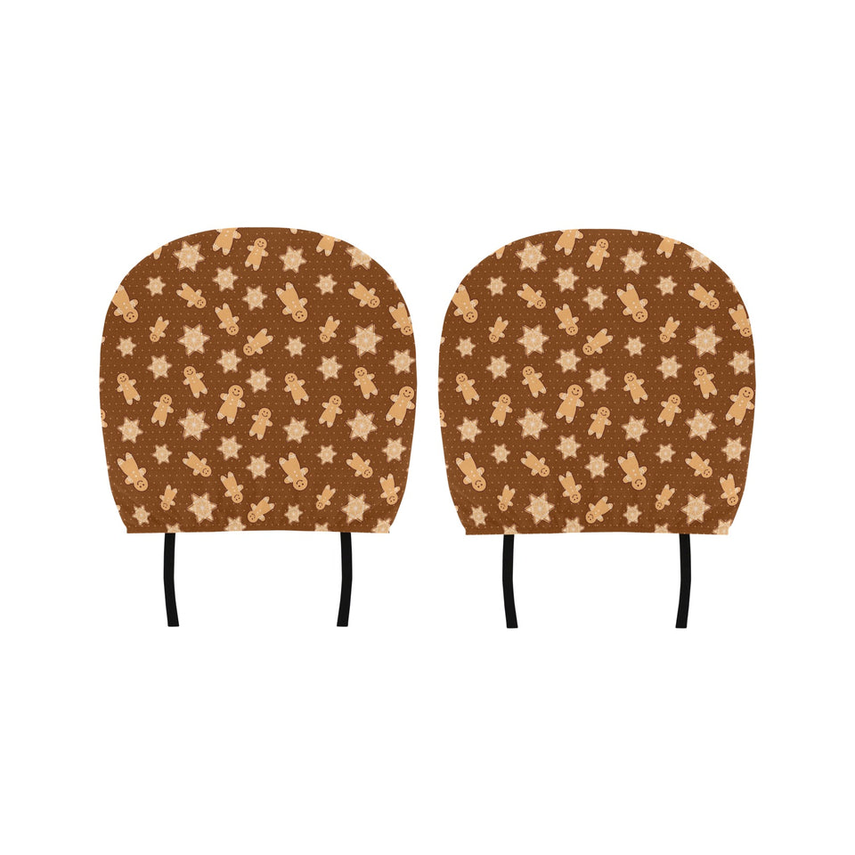 Christmas Gingerbread Cookie Pattern Car Headrest Cover