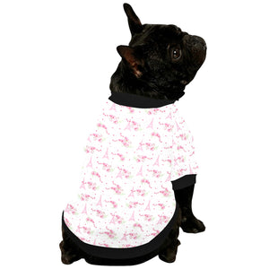 Eiffel Tower Pink Theme Pattern Print Design 05 All Over Print Pet Dog Round Neck Fuzzy Shirt