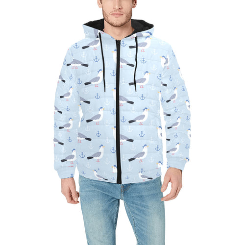 Pigeon Pattern Print Design 03 Men's Padded Hooded Jacket(ModelH42)