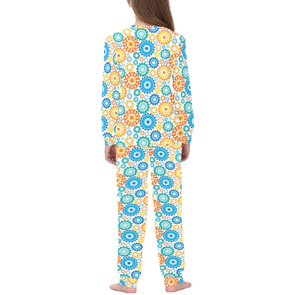 Gear Pattern Print Design 04 Kids' Boys' Girls' All Over Print Pajama Set