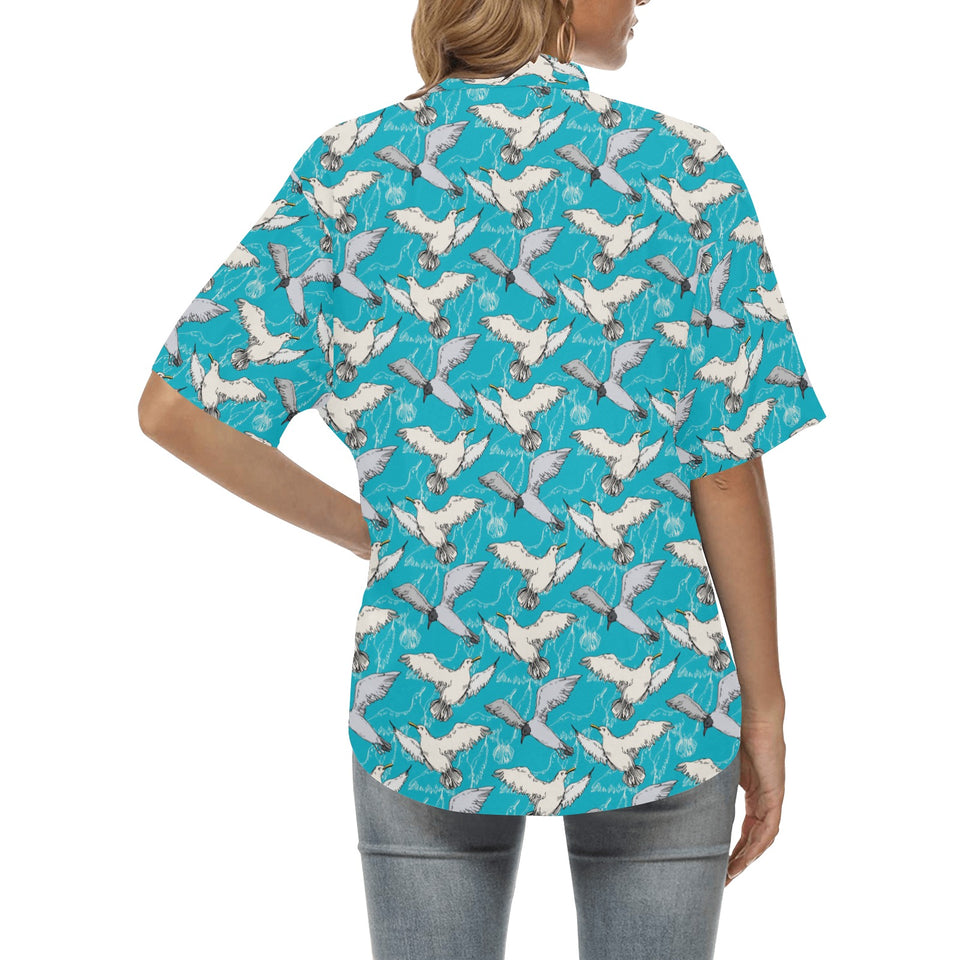 Seagull Pattern Print Design 03 Women's All Over Print Hawaiian Shirt