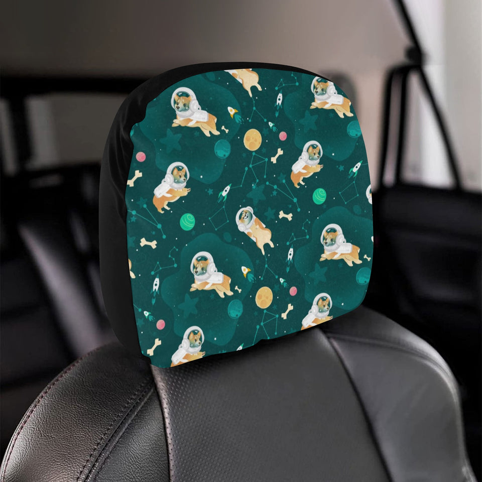 Corgi Astronaut Pattern Car Headrest Cover